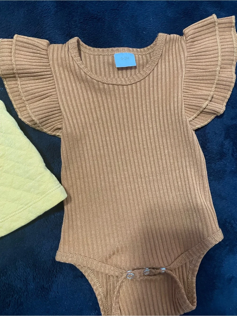 Carter's Yellow Quilted Hooded Vest & Rust Ribbed Ruffle Bodysuit Set